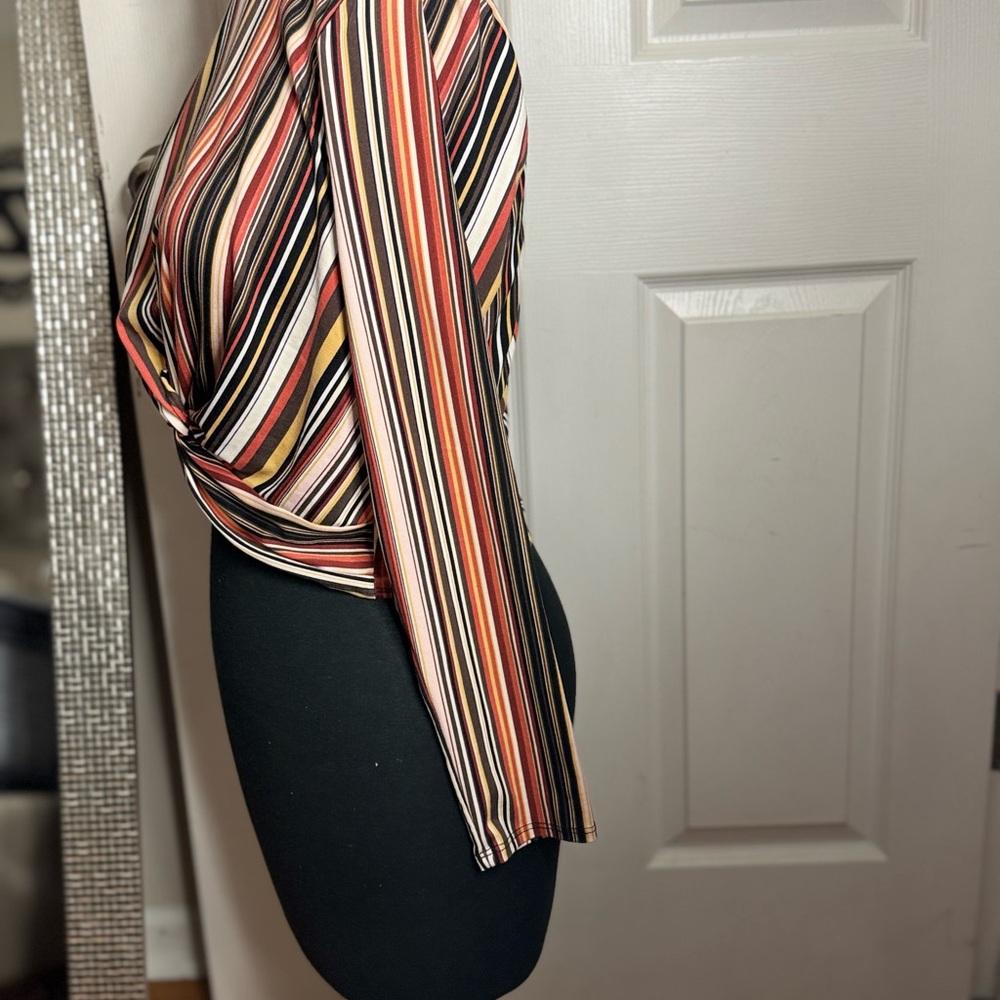 Striped Multicolor Twist Front Top - image 2